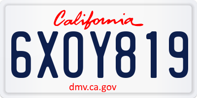 CA license plate 6XOY819