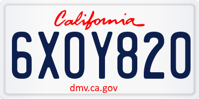 CA license plate 6XOY820