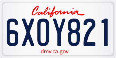 CA license plate 6XOY821
