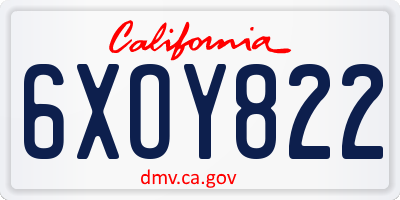 CA license plate 6XOY822