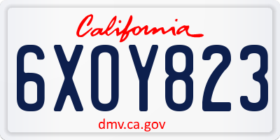 CA license plate 6XOY823