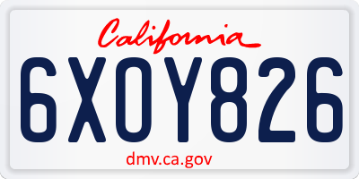 CA license plate 6XOY826