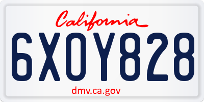 CA license plate 6XOY828
