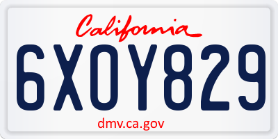 CA license plate 6XOY829
