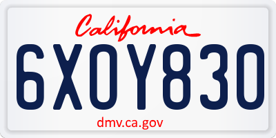 CA license plate 6XOY830