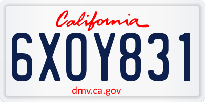 CA license plate 6XOY831