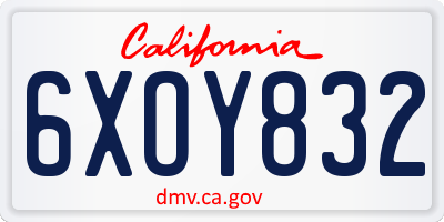 CA license plate 6XOY832