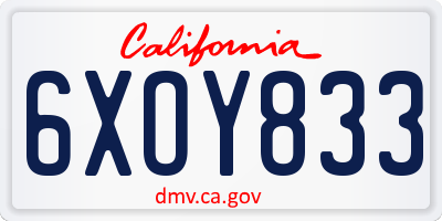 CA license plate 6XOY833