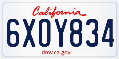 CA license plate 6XOY834
