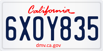 CA license plate 6XOY835