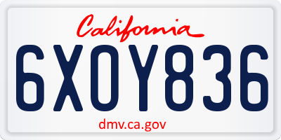 CA license plate 6XOY836