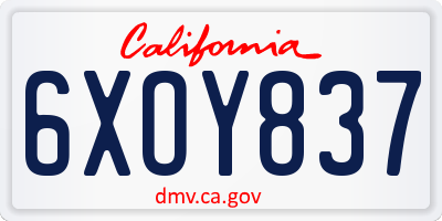 CA license plate 6XOY837