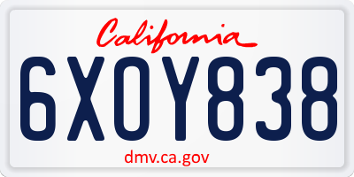 CA license plate 6XOY838
