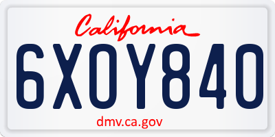 CA license plate 6XOY840