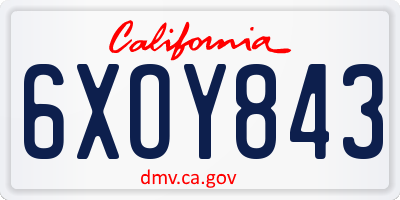 CA license plate 6XOY843