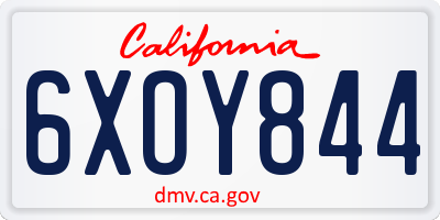 CA license plate 6XOY844
