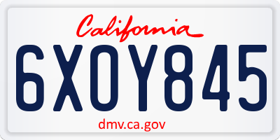 CA license plate 6XOY845