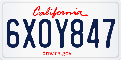 CA license plate 6XOY847