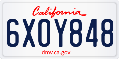 CA license plate 6XOY848