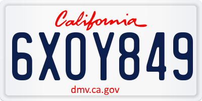 CA license plate 6XOY849