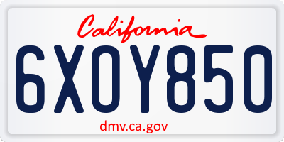 CA license plate 6XOY850