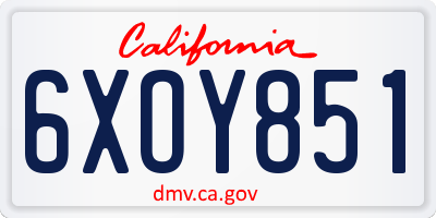 CA license plate 6XOY851