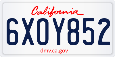 CA license plate 6XOY852
