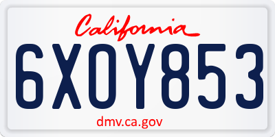 CA license plate 6XOY853