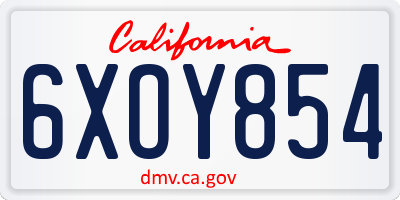 CA license plate 6XOY854