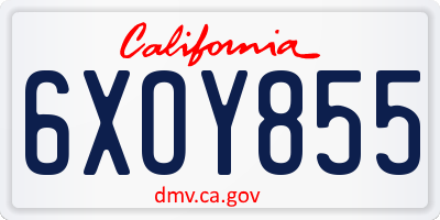 CA license plate 6XOY855