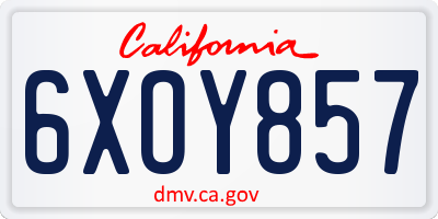 CA license plate 6XOY857