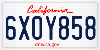 CA license plate 6XOY858