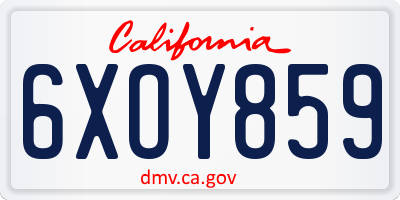 CA license plate 6XOY859