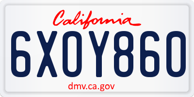CA license plate 6XOY860