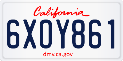 CA license plate 6XOY861