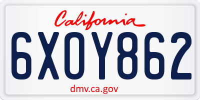 CA license plate 6XOY862