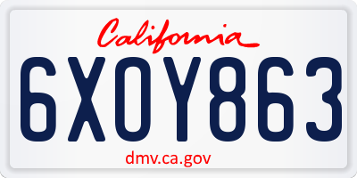 CA license plate 6XOY863