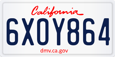 CA license plate 6XOY864