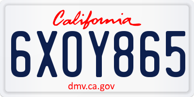 CA license plate 6XOY865