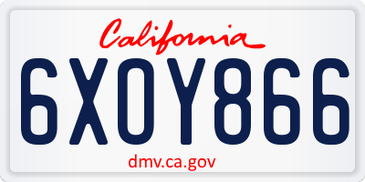 CA license plate 6XOY866
