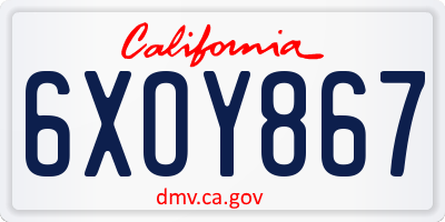 CA license plate 6XOY867