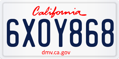 CA license plate 6XOY868