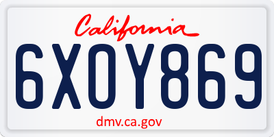 CA license plate 6XOY869