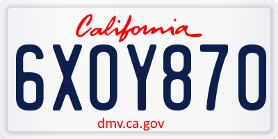 CA license plate 6XOY870