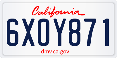 CA license plate 6XOY871
