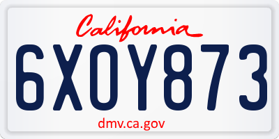 CA license plate 6XOY873