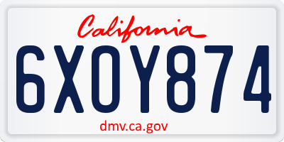 CA license plate 6XOY874