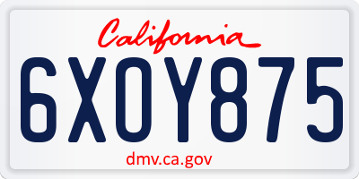 CA license plate 6XOY875