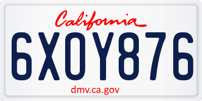 CA license plate 6XOY876