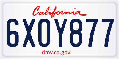 CA license plate 6XOY877